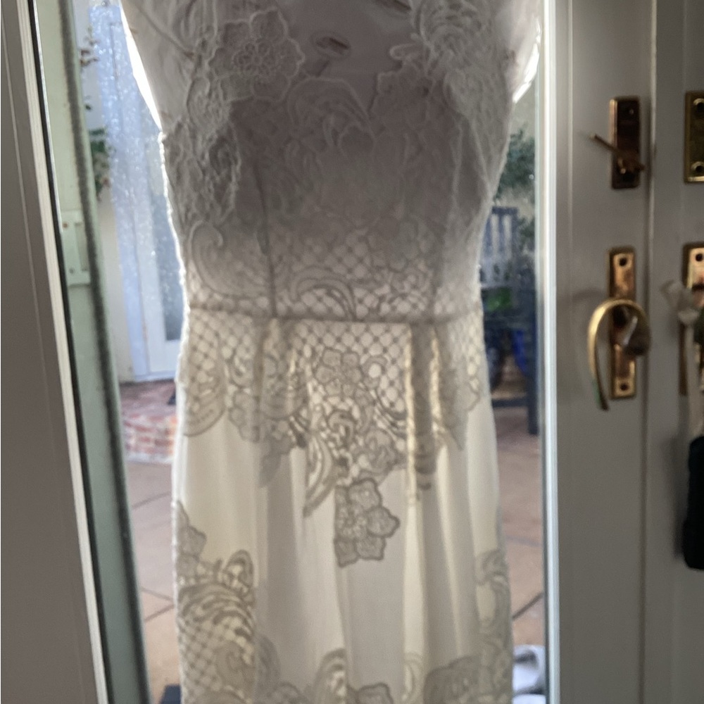 Bridal reception dress,white lace dress